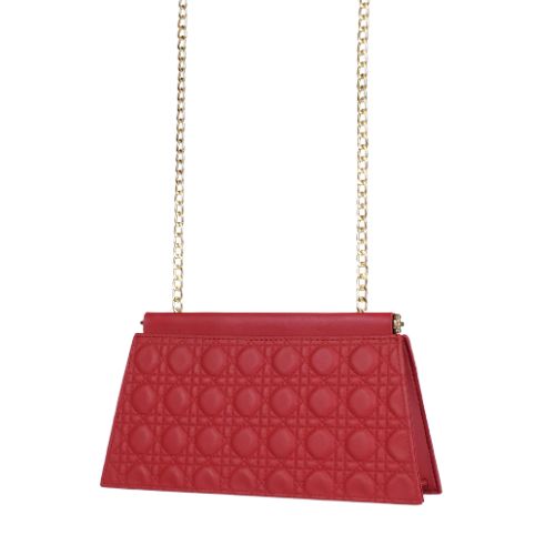 quilted Red evening clutch with snap closure