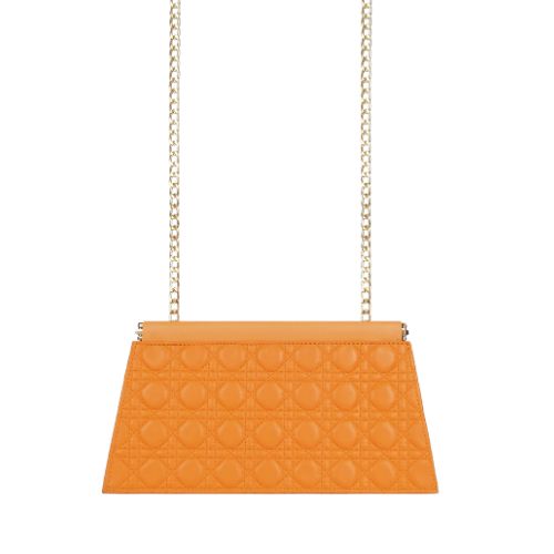 Quilted Orange evening clutch with snap closure