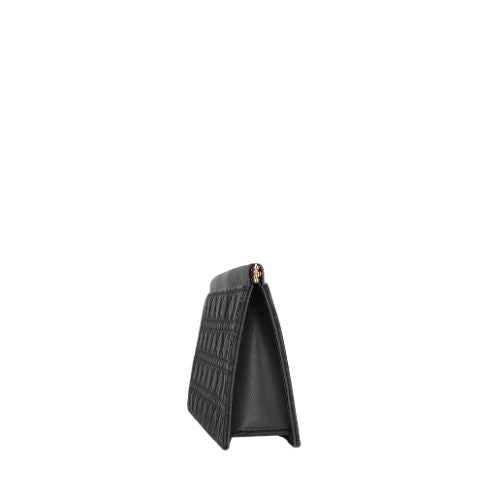 quilted Black evening clutch with snap closure