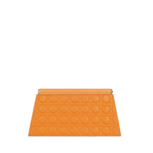 Quilted Orange evening clutch with snap closure